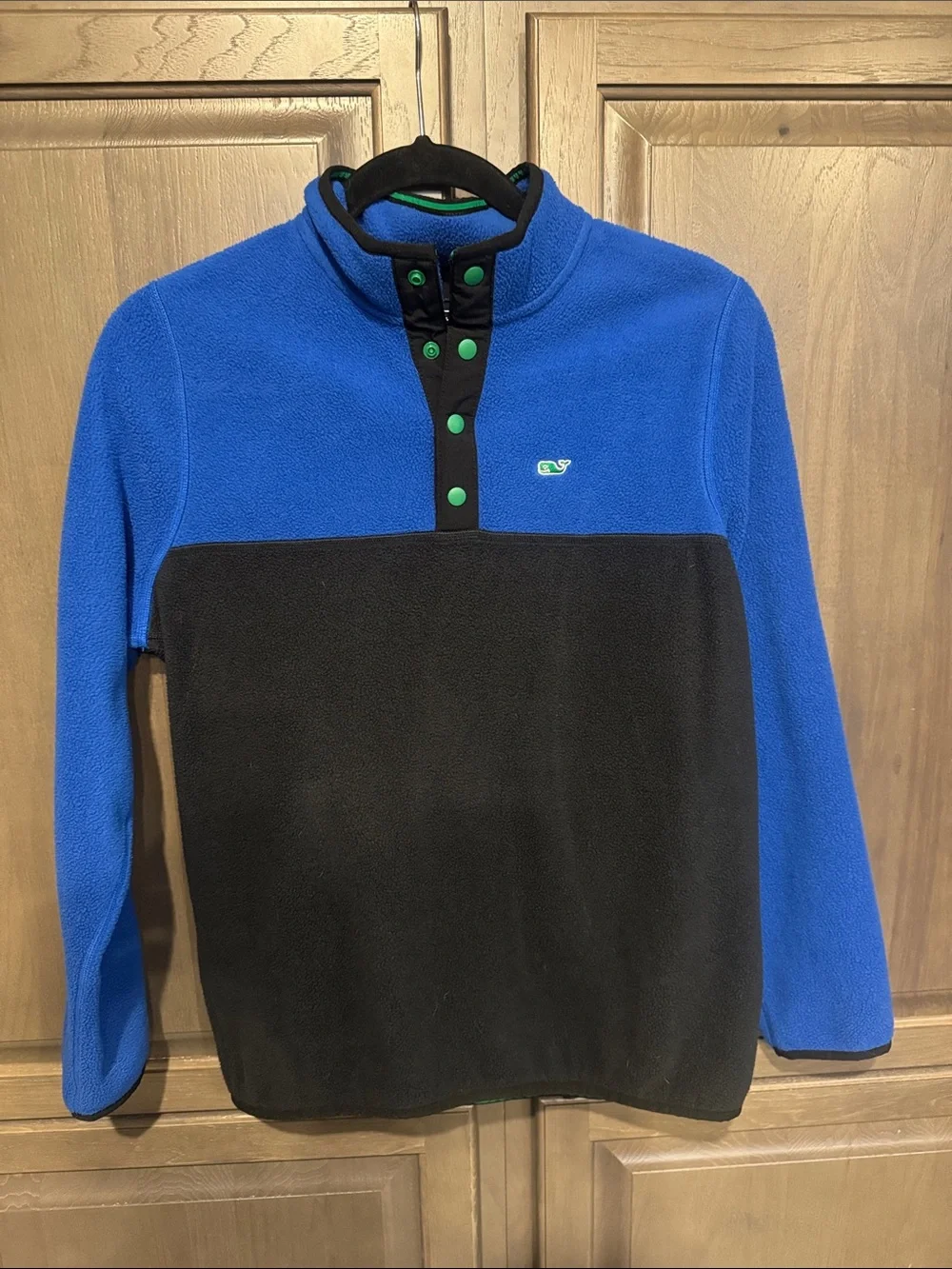 Vineyard Vines Blue and Black Colorblock Fleece Snap Pullover
